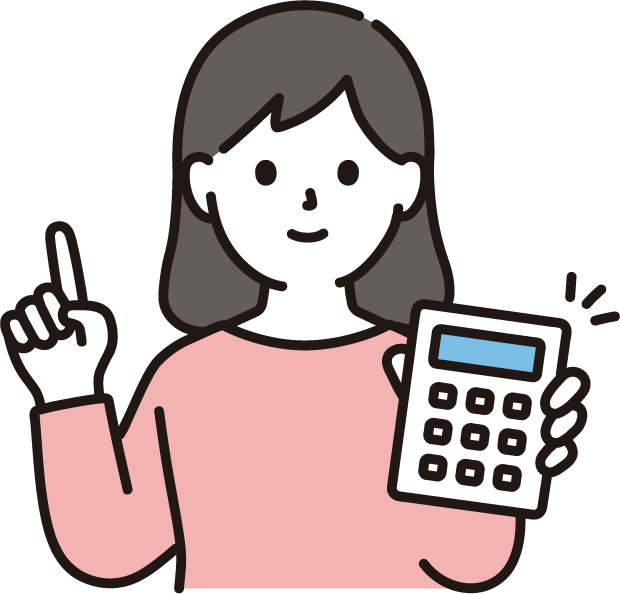 電卓を持って売上や数字の重要性を説明する女性のイラスト