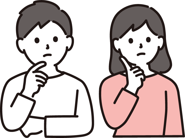 考え事をする男女のイラスト